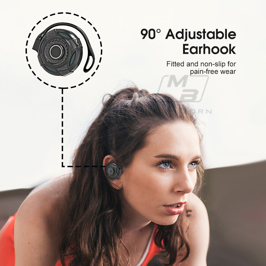 Mini Born TWS Earphone Non-in-ear Wireless Bluetooth 5.3 Headphones Hanging Gaming Earphone Noise Canceling Headphone Waterproof Sports Headsets HIFI Stereo Earbuds with Breathing Light Free Storage B