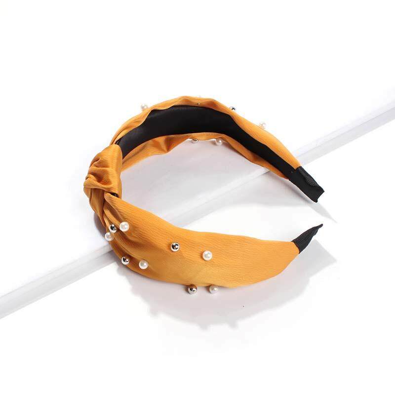 Imitation Pearls Headband Solid Knotted Hair Band for Women Fashion Korean Style Wide Girls Hair Hoop Hair Accessories