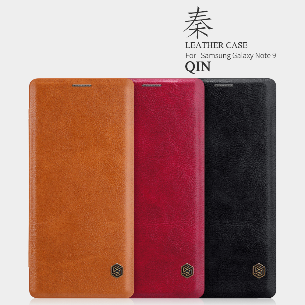 Samsung Galaxy Note 9 - Nillkin Qin Series Quality Leather Flip Case Casing Cover Card Slot Full Coverage Window Shock Resistant Impact Protection Camera Screen Wallet Anti Scratch Storage