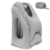 Inflatable Travel Pillow Cushion Innovative Airplane Pillows Neck Pillow Travel Chin Head Support Office Desk Nap Pillow Grey for Car Accessories