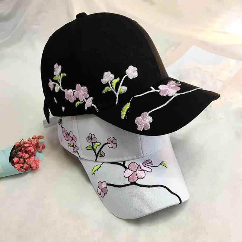 Outdoor Women Caps Flower Embroidery Baseball Cap Spring Summer Female Snapback Cotton Curved Sun Hat