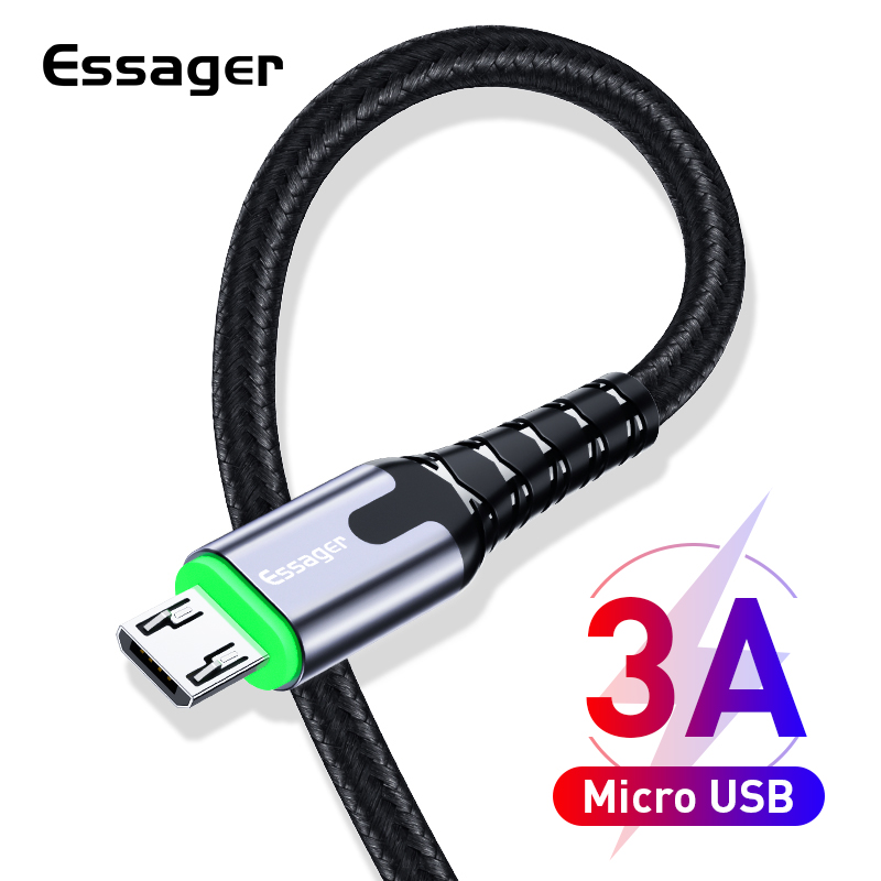 Essager 0.25m/0.5m/1m/2m/3m LED Micro USB Cable Fast Charging Microusb Charger Cable For Samsung Xiaomi LG Android Mobile Phone