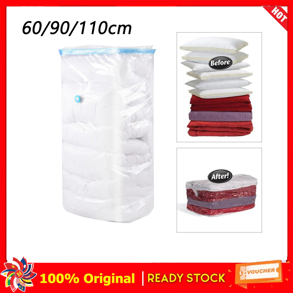 【Ready Stock+High Quality】High Capacity Vacuum Bag Package Compressed Organizer for Quilts Clothes Transparent Space Saving Seal Bags Foldable Storage Bag