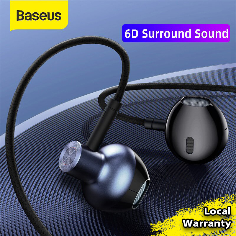 Baseus Encok H19 3.5mm Wired Earphone 6D Stereo Bass In-Ear Headphone with MIC for iPhone Samsung Xiaomi