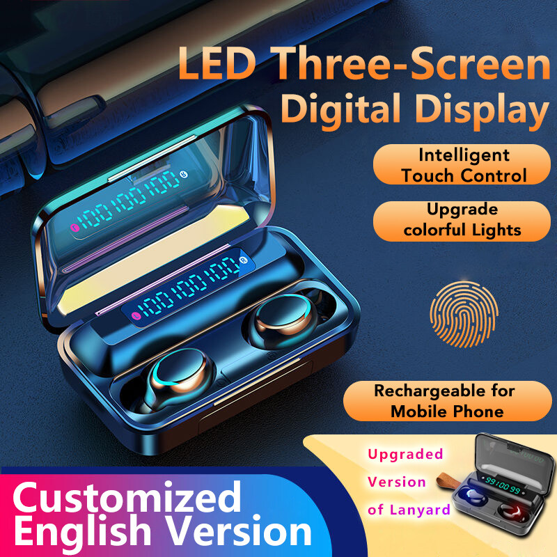 【Ready Stock】Vitog F9-9 Bluetooth Earphones,V5.0 Touch Control Noise Cancelling Stereo F9 Bluetooth Headsets,IPX7 Waterproof HD Calls Auto Pairing Low Delay Wireless Earbuds For Huawei iphone Samsung 