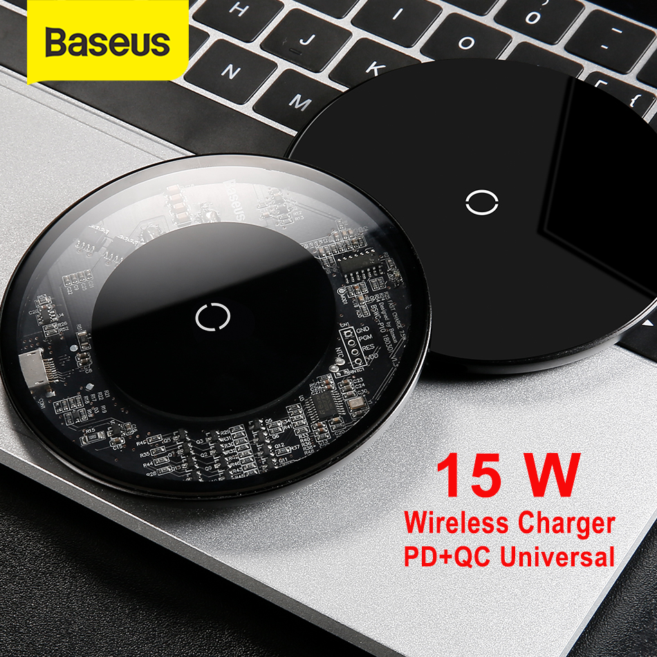 Baseus 15W Wireless Charger Universal Qi Wireless Charging For iPhone 14 13 Pro Max iPhone 12 Pro Max Airpods Pro PD4.0 QC3.0 Fast Charging For Samsung Huawei Xiaomi For Earbuds