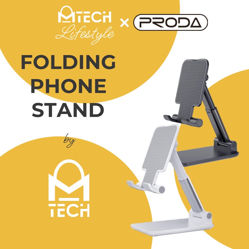 PRODA PD-C06 Folding Desktop Phone Stand Holder Compatible with Phone iPhone 13 12 Pro Max Mini 11 Pro Max Xs Xr 8 7 6 6S Plus Samsung S10 S9 S8 Note 10 9 8 Huawei P30 P20 Mate 20 OPPO Reno Z R17 R15 