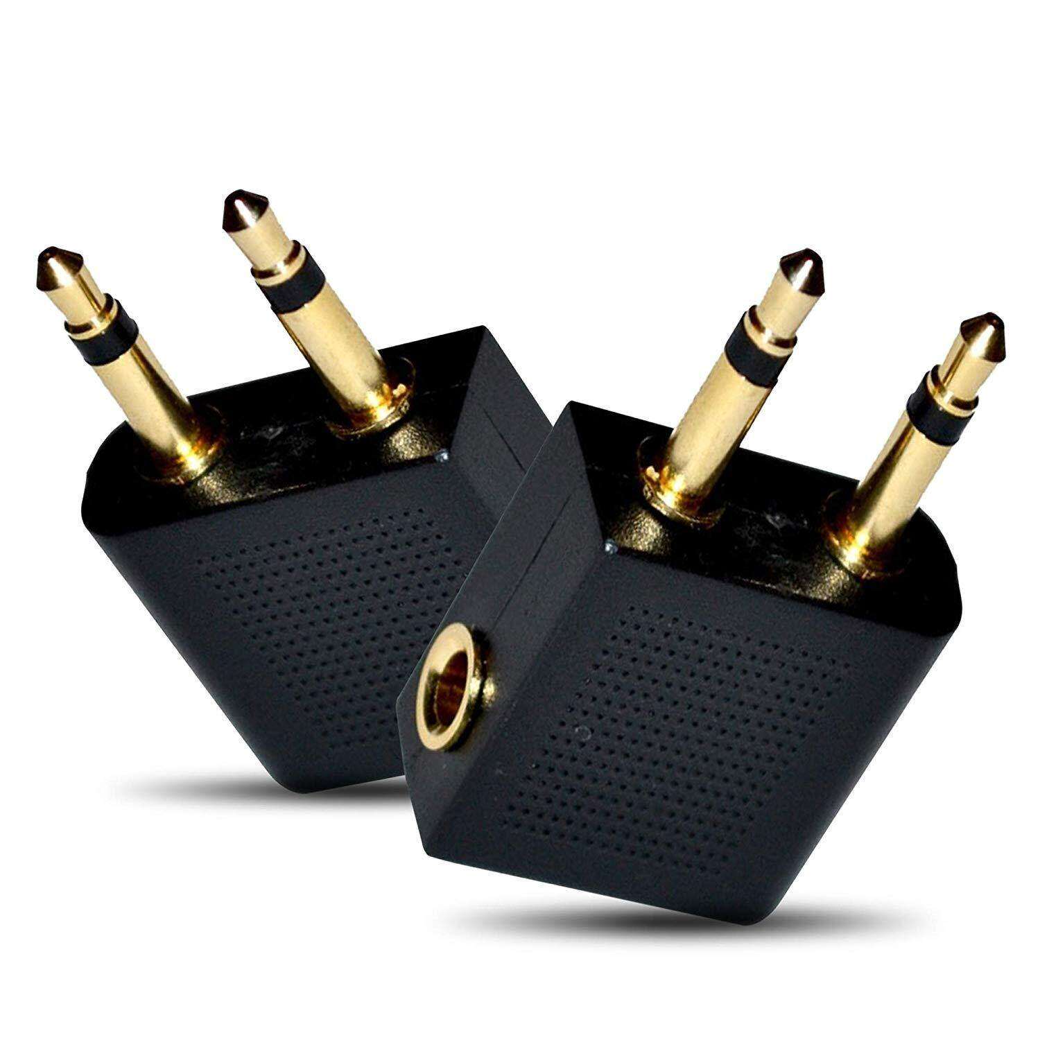 2  Pieces Gold Plated Airplane Flight Headphone Adapters |This Airline Plane Headset Converter Enables Great Sound on All Planes