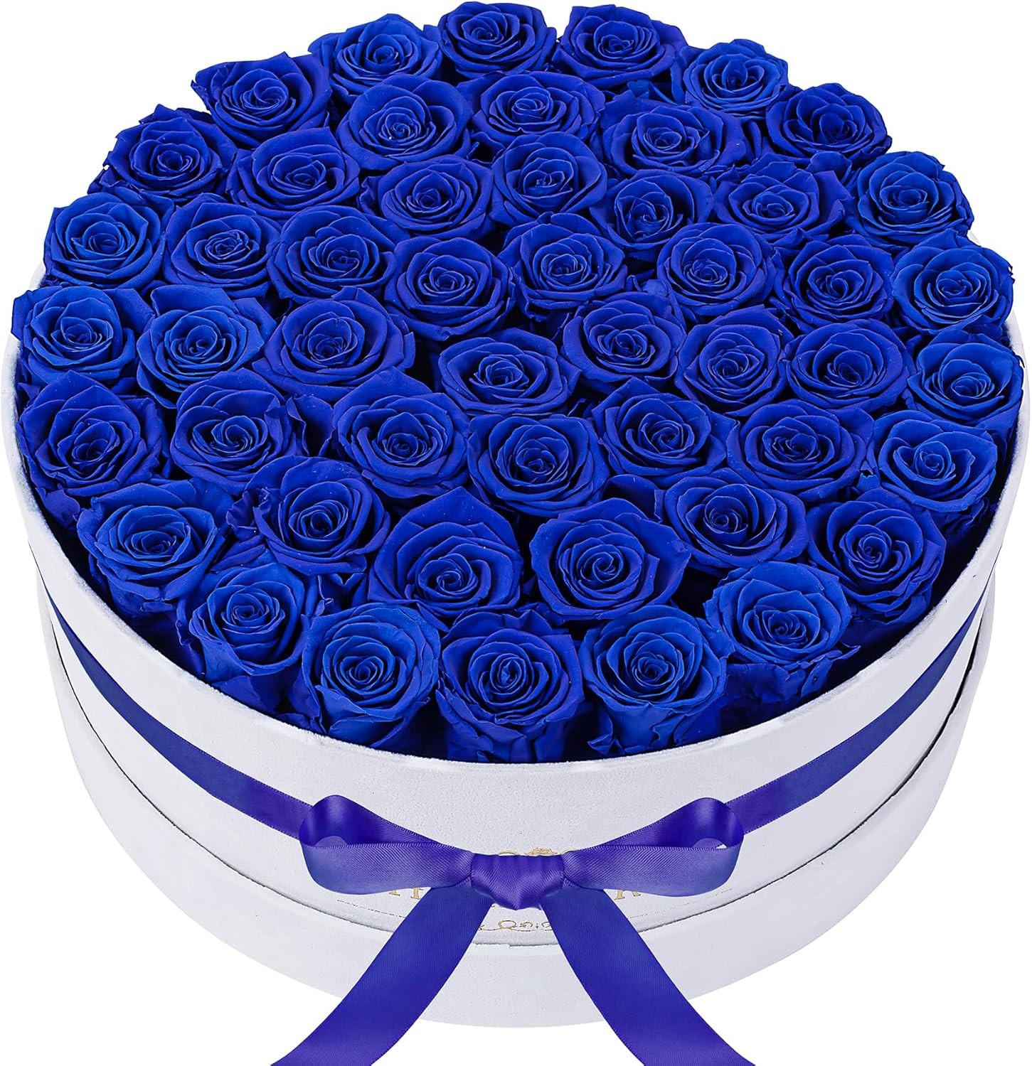 50 roses, velvet boxes, distribution of flowers, eternal flowers birthday gifts for female mothers and wives (sapphire blue)