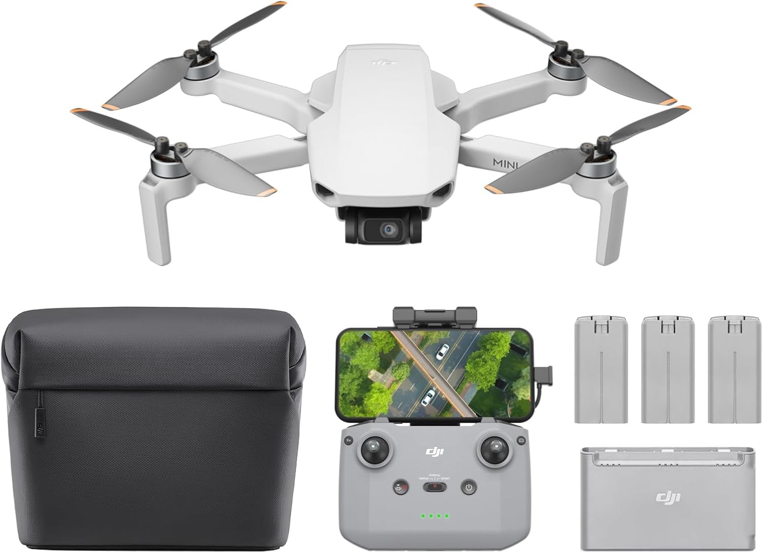DJI Mini 4K Fly More Combo 无人机带 4K 超高清相机,适用于成人,249 克以下,3 轴万向节稳定,10 公里视频传输,自动返回,3 节电池,最大飞行时间可达 93 分钟