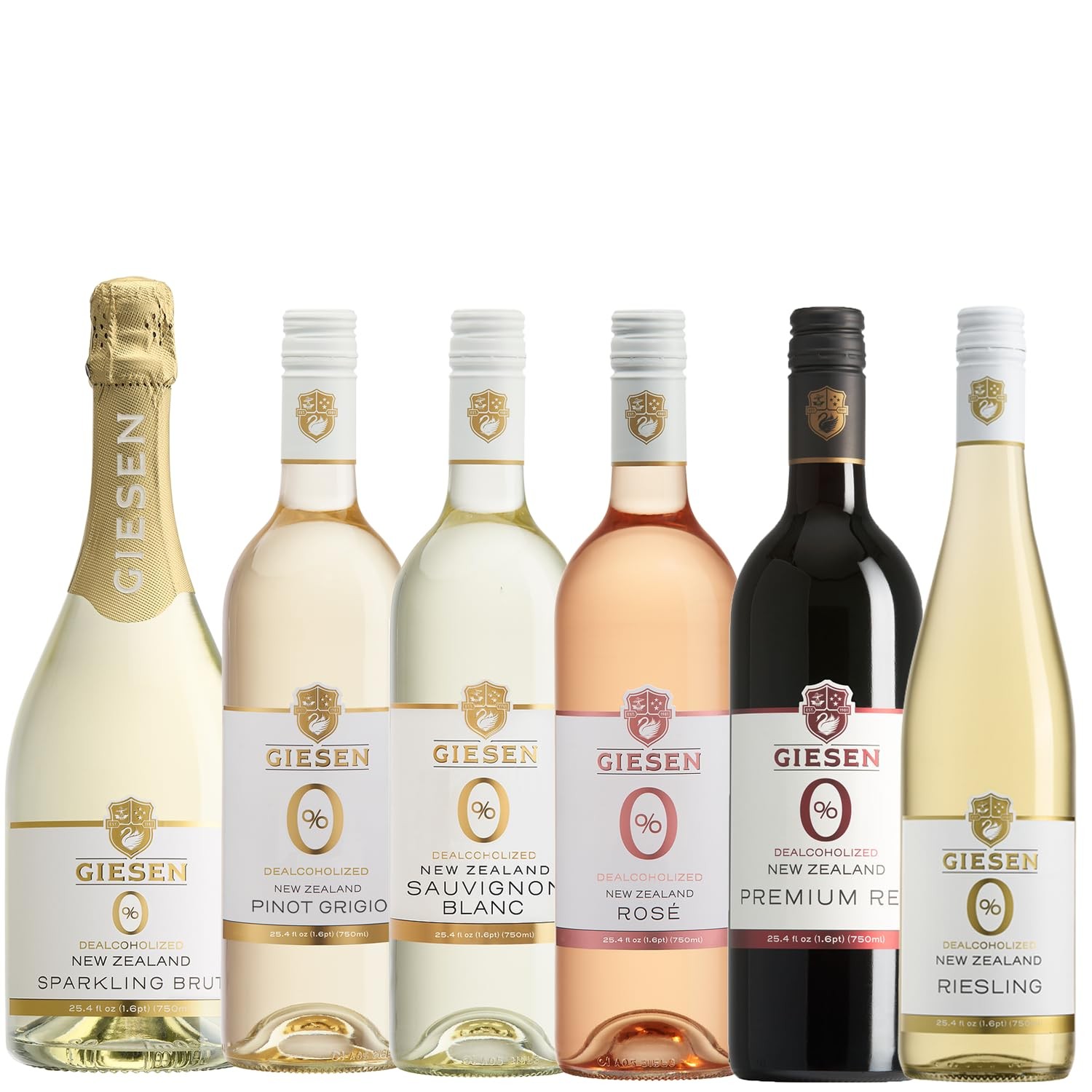 Giesen 6-piece non-alcoholic wine: sparkling wine, Pinot Grigio, Riesling, Sauvignon Blanc, Premium Red, Rosé-excellent Dealcoholized wine series.