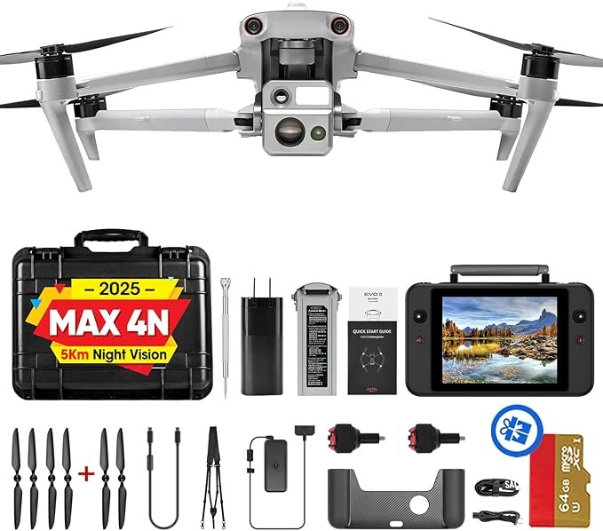 Autel Robotics EVO MAX 4N 无人机,星光夜视/宽/热/激光 4 个摄像头合二为一 UAV,升级 MAX 4T XE,5KM 夜视观察,A-Mesh 1.0,720° 障碍避开,铁人三项 抗 ple 抗 干扰,热插拔,42分钟,IP43,Autel SDK